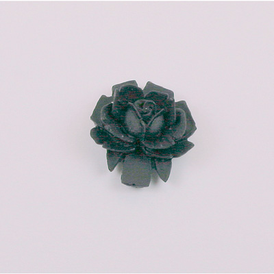 Plastic Carved No-Hole Flower - Rose 18MM MATTE JET