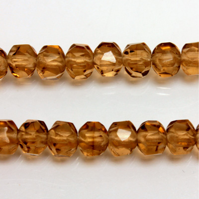 Czech Glass Fire Polished Bead - Rondelle Disc 6x5MM SMOKE TOPAZ