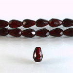 Czech Glass Fire Polish Bead - Pear 10x7MM GARNET