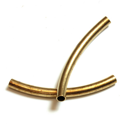 Brass Curved Bead - Hollow Tube 35x3MM RAW