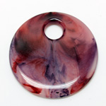 Plastic Pendant - Mixed Color Smooth Round Creole 53MM AMETHYST AGATE