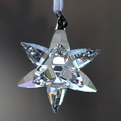 Asfour Crystal Suspended Star Pendant - CRYSTAL SUNCATCHER with Silver Cap and white ribbon