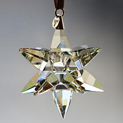 Asfour Crystal Suspended Star Pendant - CRYSTAL GOLDEN SHADOW SUNCATCHER with Golden Cap and gold ribbon