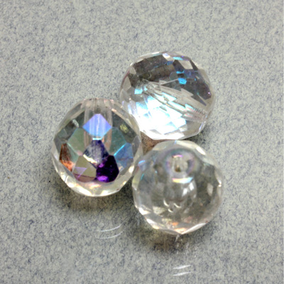 Czech Glass Fire Polish 1-Hole Ball - 14MM CRYSTAL AB