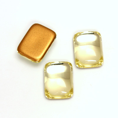 Glass Medium Dome Foiled Cabochon - Cushion 16x12MM JONQUIL