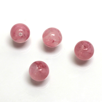 Plastic  Bead - Mixed Color Smooth Round 10MM DK ROSE QUARTZ