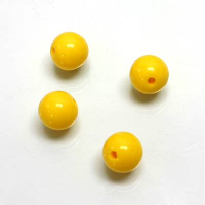 Plastic Bead - Opaque Color Smooth Round 10MM BRIGHT YELLOW