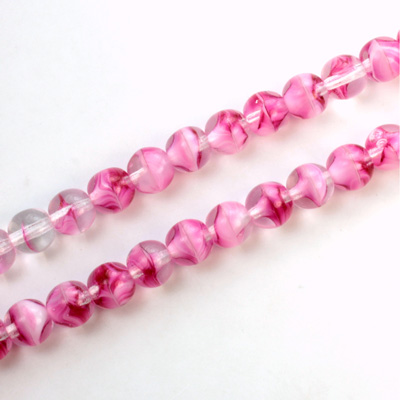 Czech Pressed Glass Bead - Smooth Round 06MM PORPHYR ROSE