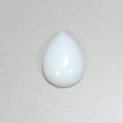 Plastic Flat Back Opaque Cabochon - Pear 25x18MM CHALKWHITE