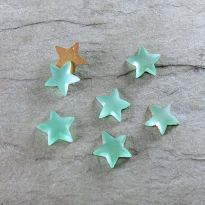 Glass Cabochon - Star 08MM MATTE PERIDOT Foiled