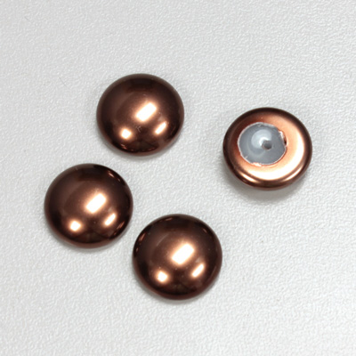 Glass Medium Dome Pearl Dipped Cabochon - Round 13MM DARK BROWN
