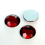 Plastic Flat Back Foiled Rose Cut Rhinestone - Round 18MM RUBY