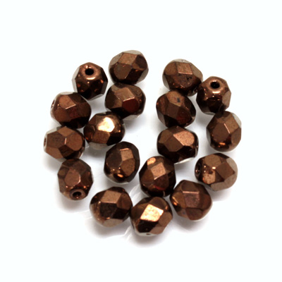 Czech Glass Fire Polish 1-Hole Ball - 06MM BRONZE