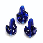 Indian Glass Lampwork Bead - Twisted Smooth 24x18MM DARK SAPPHIRE