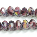 Chinese Cut Crystal Millefiori Bead - Rondelle 08x10MM LT PURPLE