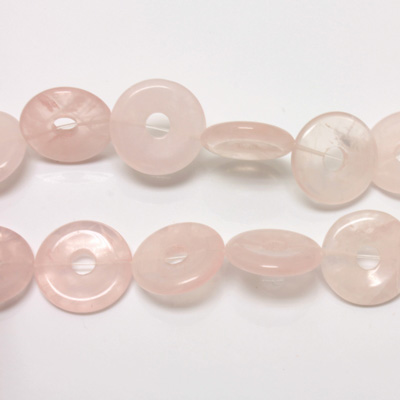 Gemstone Bead - Donut Side Drilled 20MM ROSE QUARTZ