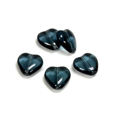 Czech Pressed Glass Bead - Smooth Heart 12x11MM MONTANA