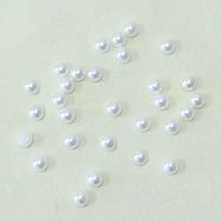 Glass Medium Dome Cabochon Pearl Spray Finish - Round 03MM SNOW WHITE