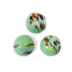 German Glass Medium Dome Lampwork Cabochon - Round 18MM MOSAIC GREEN