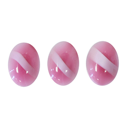 Glass Medium Dome Cabochon - Oval 18x13MM Moonlight with stripe PINK #6827