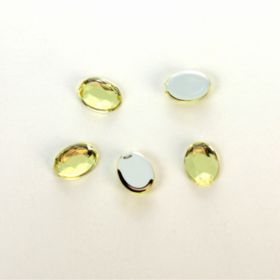 Plastic Flat Back Foiled Rose Cut Rhinestone - Oval 08x6MM JONQUIL