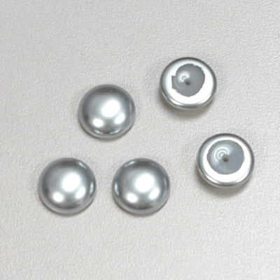 Glass Medium Dome Pearl Dipped Cabochon - Round 11MM LIGHT GREY