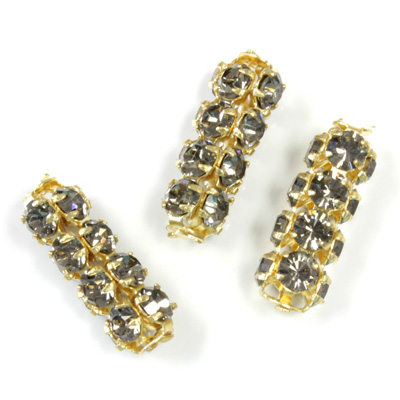 Preciosa Rhinestone Rondelle Crystal Tubes 20x7MM BLACK DIAMOND/RAW