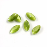 Fiber-Optic Flat Back Stone with Faceted Top and Table - Navette 10x5MM CAT'S EYE OLIVE