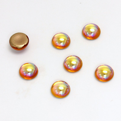 Glass Medium Dome Foiled Cabochon - Round 07MM TOPAZ AB