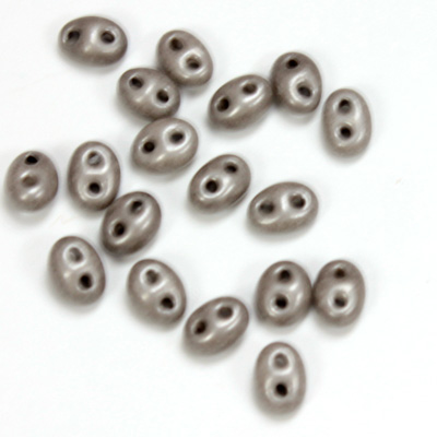 Preciosa Czech Glass 2-Hole Seed Bead - Twin 2.5x5MM TERRA PEARL GREY 16949