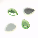 Plastic Flat Back Foiled Rose Cut Rhinestone - Pear 14x10MM PERIDOT