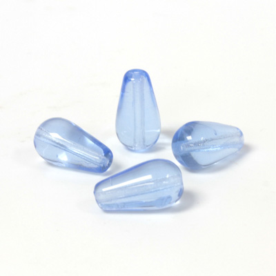 Czech Pressed Glass Bead - Smooth Pear 13x7MM LT SAPPHIRE