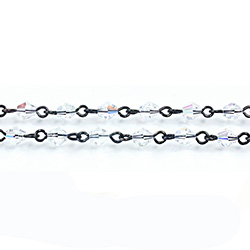 Linked Bead Chain Rosary Style with Crystal Bead - Bicone 4MM CRYSTAL AB-JET