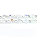 Linked Bead Chain Rosary Style with Crystal Bead - Bicone 6MM CRYSTAL AB-SILVER