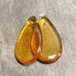 Czech Pressed Glass Pendant - Smooth Pear 30x18MM TOPAZ