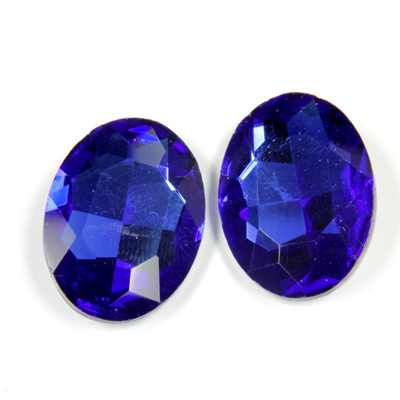 Cut Crystal Point Back Fancy Stone Foiled - Oval 25x18MM SAPPHIRE