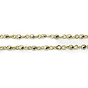 Linked Bead Chain Rosary Style with Glass Fire Polish Bead - Round 3MM GOLD-Brass