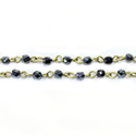 Linked Bead Chain Rosary Style with Glass Fire Polish Bead - Round 3MM HEMATITE-Brass