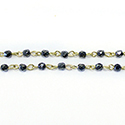 Linked Bead Chain Rosary Style with Glass Fire Polish Bead - Round 3MM HEMATITE-Brass