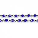 Linked Bead Chain Rosary Style with Glass Fire Polish Bead - Round 4MM COBALT-ROMAN Brass OX