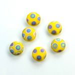 Glass Low Dome Buff Top Cabochon - Peacock Round 09MM MATTE YELLOW