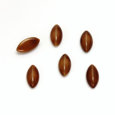 Glass Medium Dome Cabochon Navette 10x5MM CAT'S EYE BROWNHORN