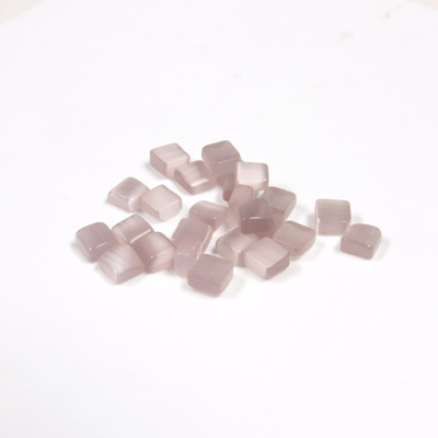 Fiber-Optic Flat Back Buff Top Straight Side Stone - Square 04x4MM CAT'S EYE LT PURPLE