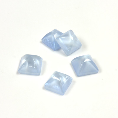 Glass High Dome Lampwork Cabochon - Square 06x6MM LIGHT BLUE MOONSTONE (00377)