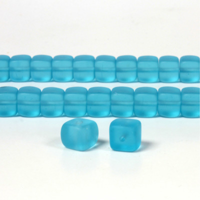 Czech Pressed Glass Bead - Cube 05x7MM MATTE AQUA