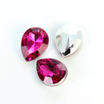 Plastic Point Back Foiled Stone - Pear 18x13MM FUCHSIA