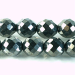 Czech Glass Fire Polish Bead - Round 14MM Full Coated HEMATITE