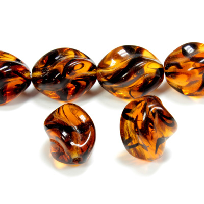 Czech Pressed Glass Bead - Smooth Twisted Oval 18x13MM TORTOISE