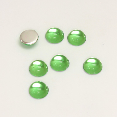 Plastic Flat Back Foiled Cabochon - Round 07MM PERIDOT