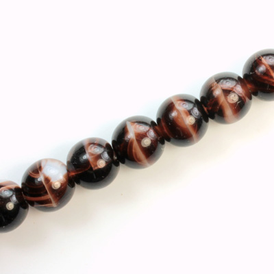 Czech Pressed Glass Bead - Smooth Round 10MM PORPHYR SMOKE TOPAZ